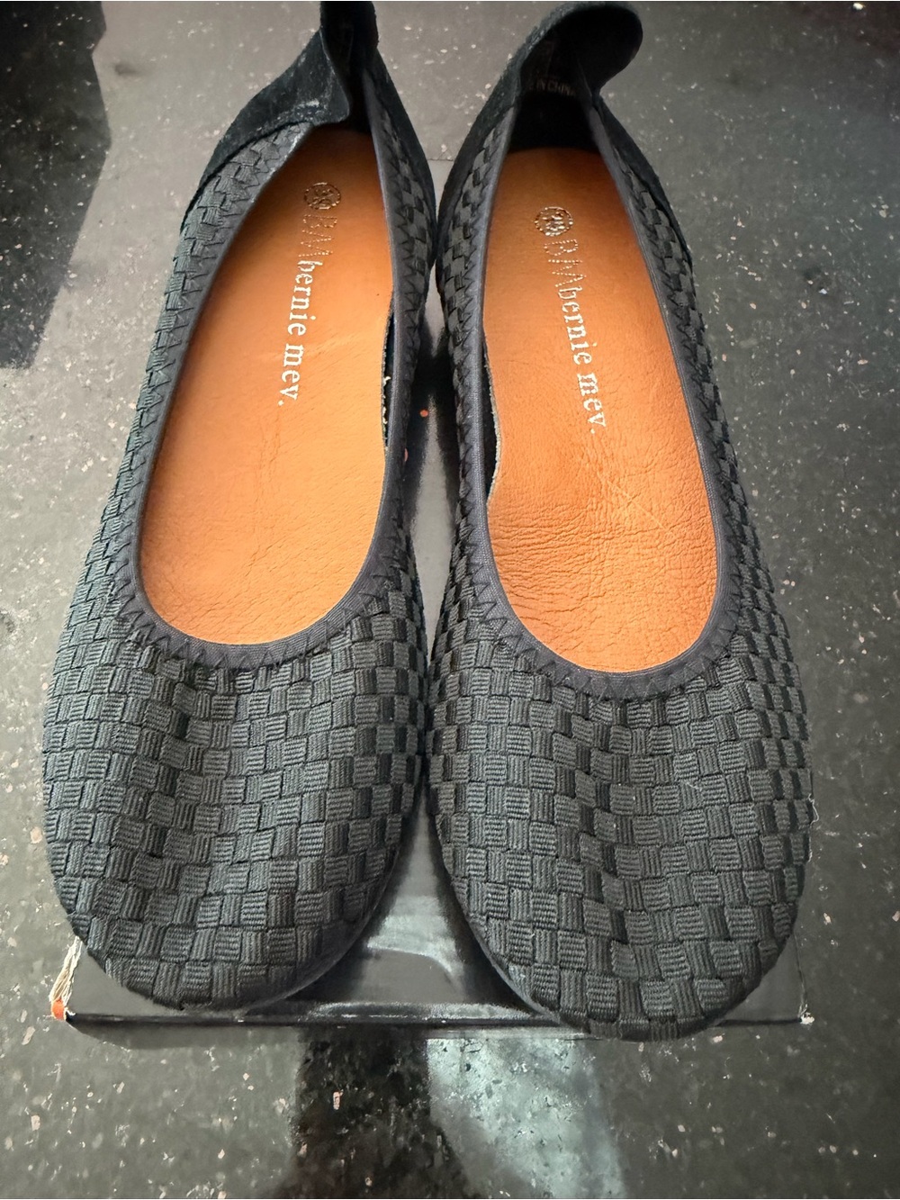 bernie mev. Black Woven Slip-On Ballet Flats